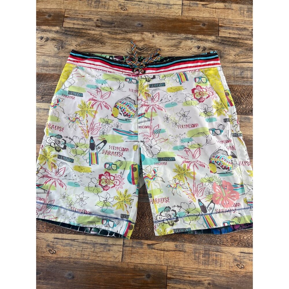 Robert Graham Mens Swim Trunks Board Shorts Polynesian Paradise Fish Size 38